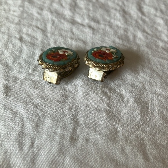 Vintage: Micro Mosaic Clip on Earrings- made in Italy - Picture 7 of 12